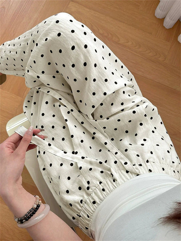 Elizabeth Polka Dot Wide Leg Linen Pants