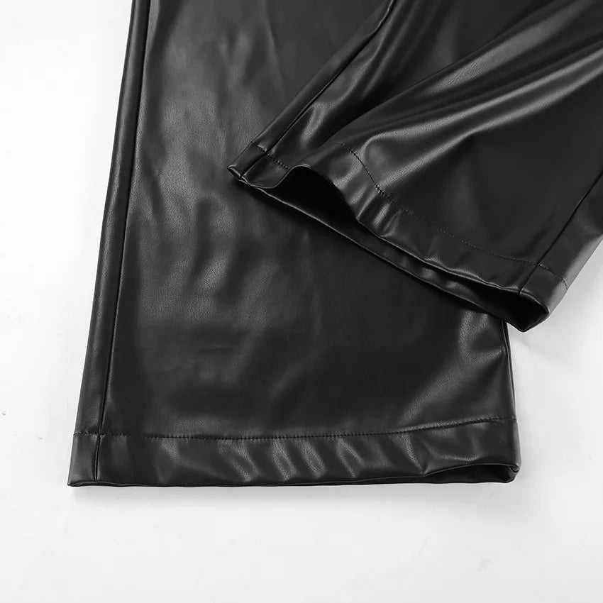 Ada leren broek met wijde pijpen