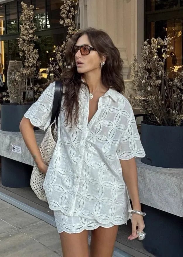 Adita geborduurd blouse- en rokkenset