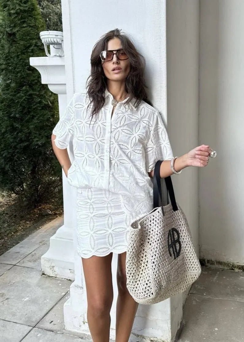 Adita geborduurd blouse- en rokkenset