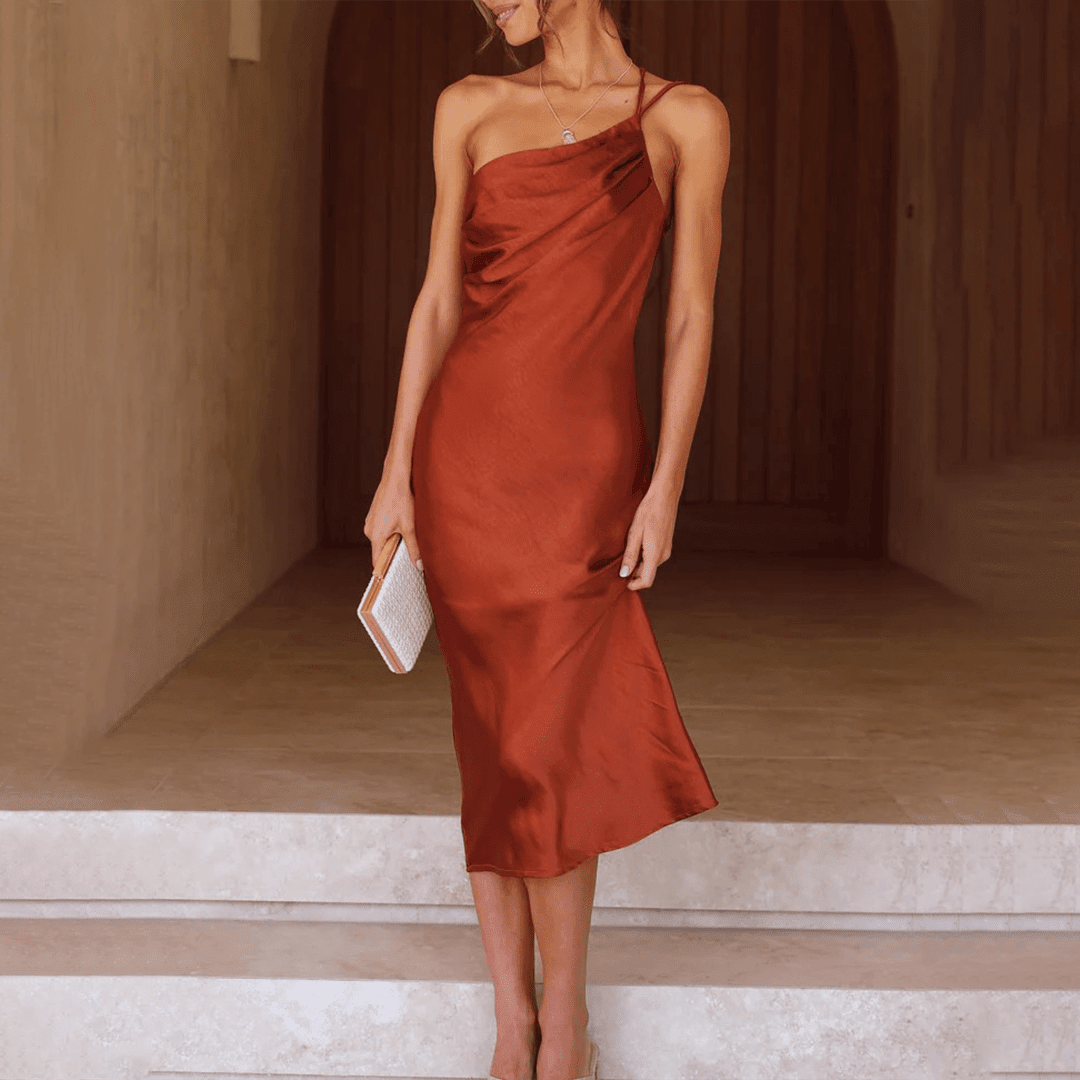 Agnieszka midi-jurk met één schouder