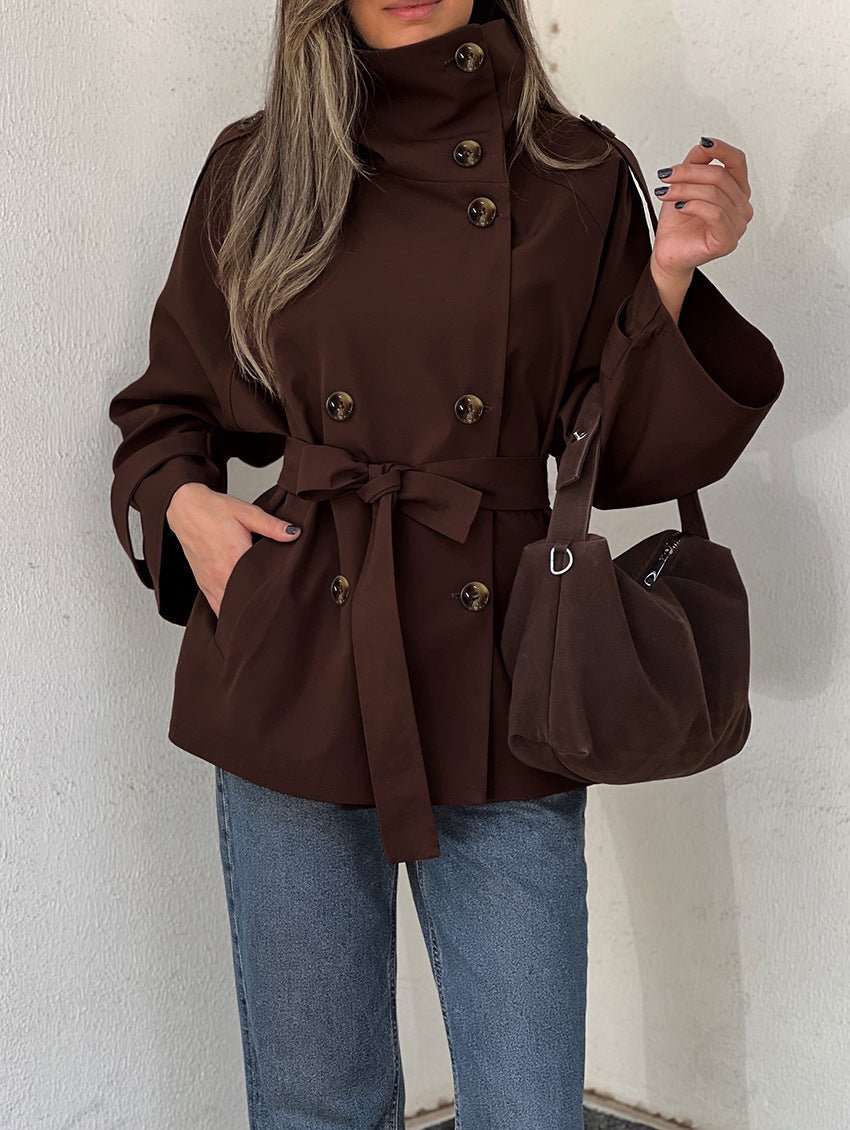 Aida cropped trenchcoat met vetersluiting