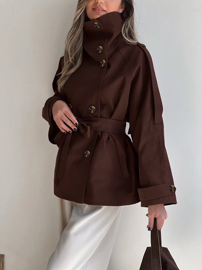Aida cropped trenchcoat met vetersluiting