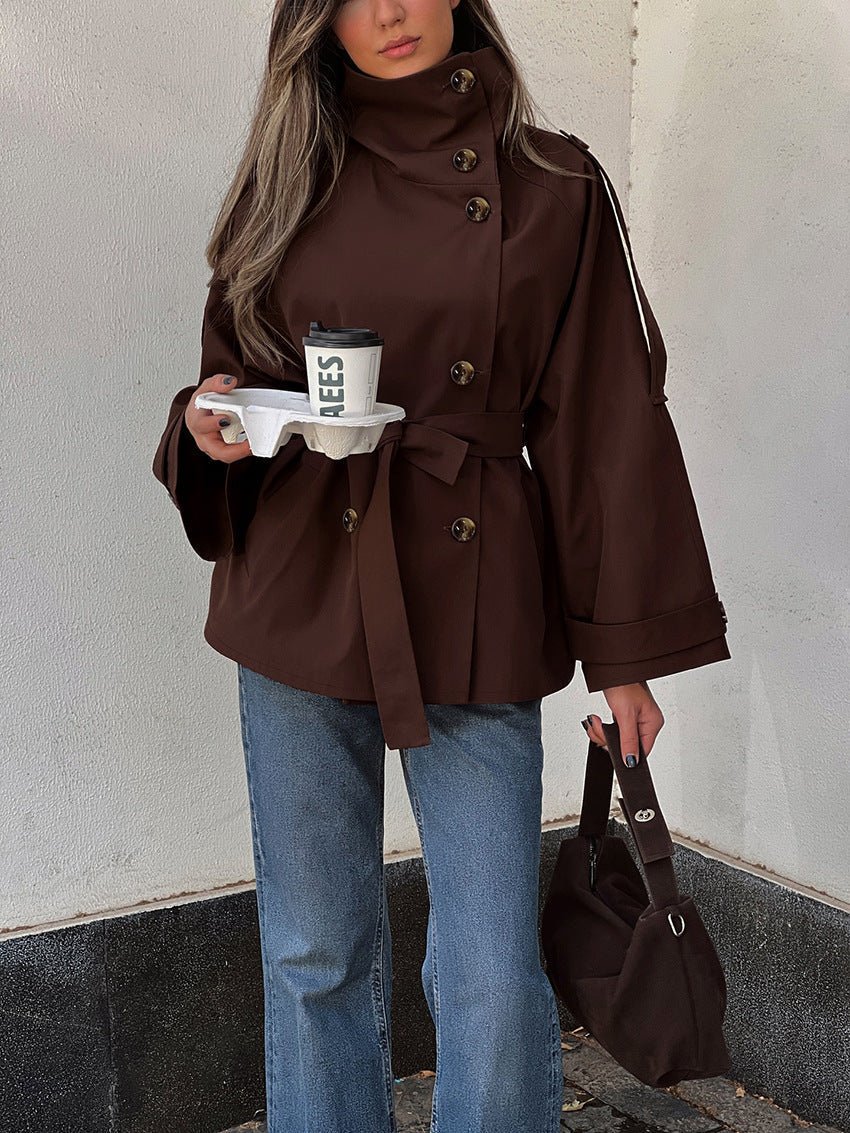 Aida cropped trenchcoat met vetersluiting