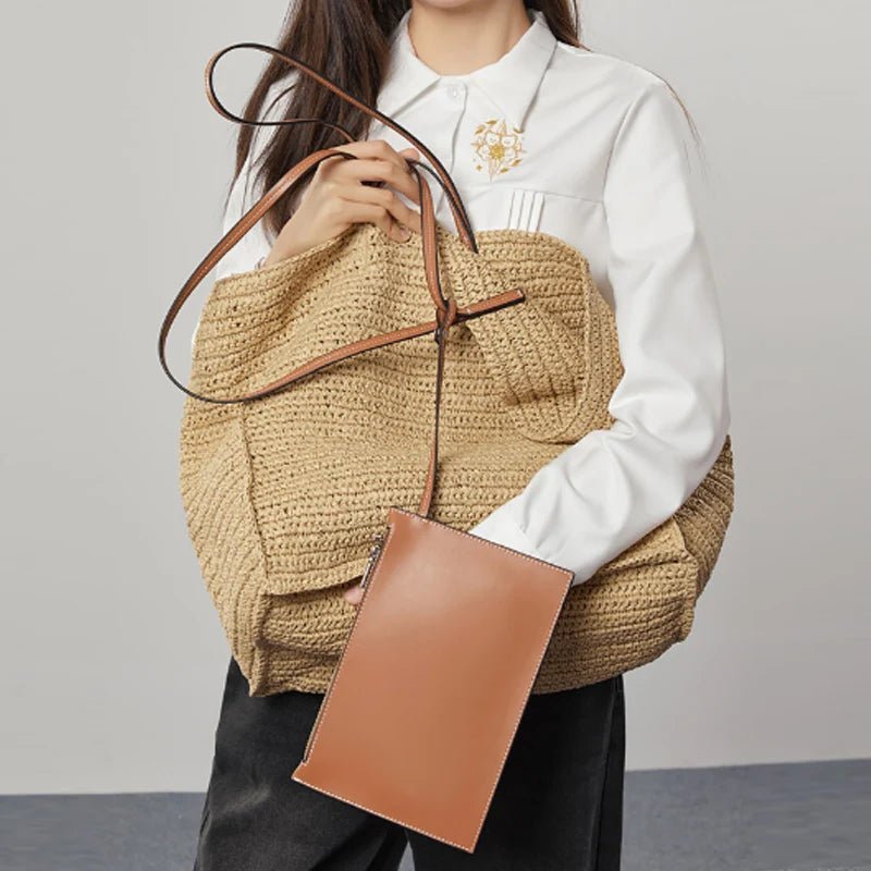 Aimee handgeweven strooien shopper
