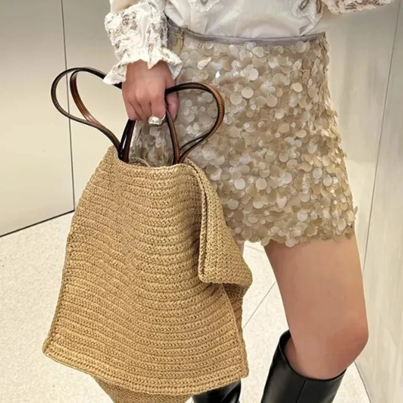 Aimee handgeweven strooien shopper
