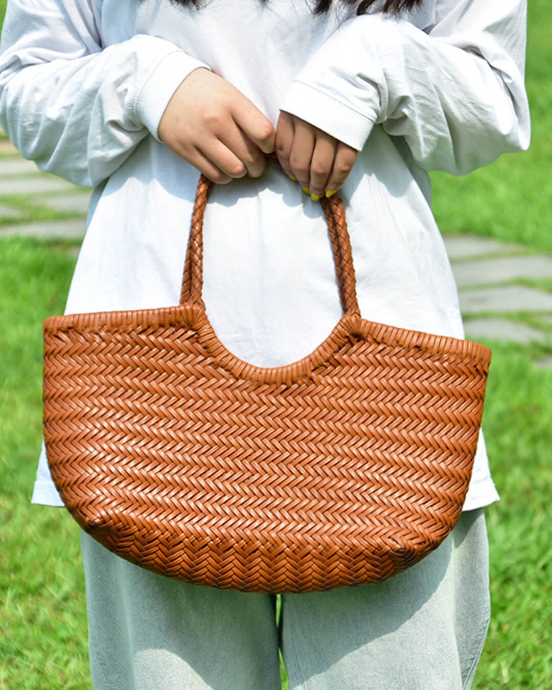 Alba Handwoven Tote Bag in Brown, large size
