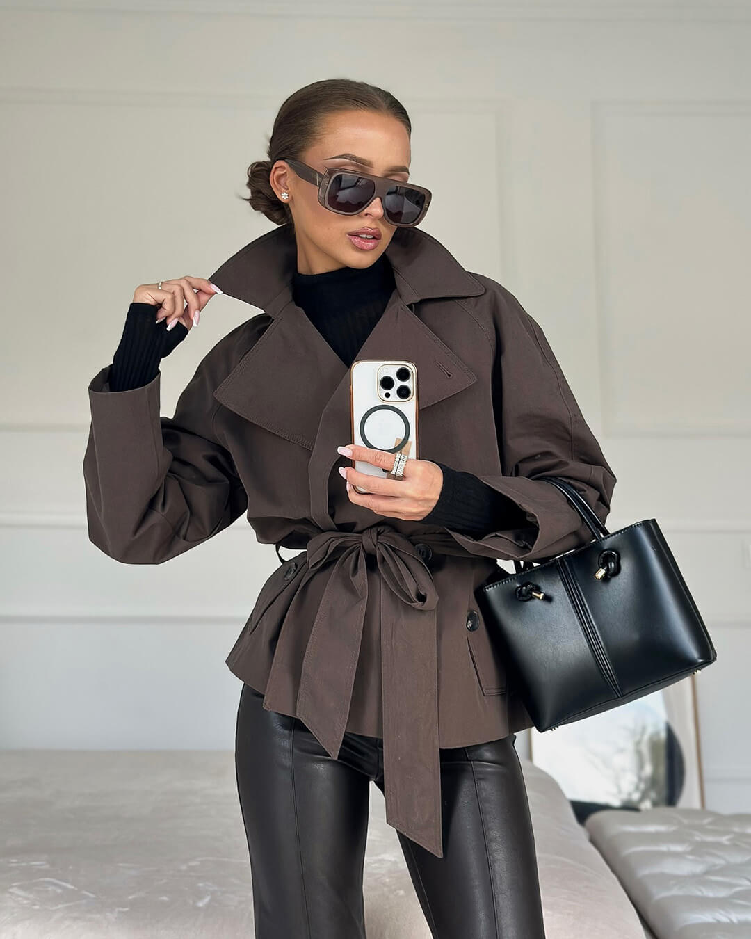 Alianna korte trenchcoat met riem