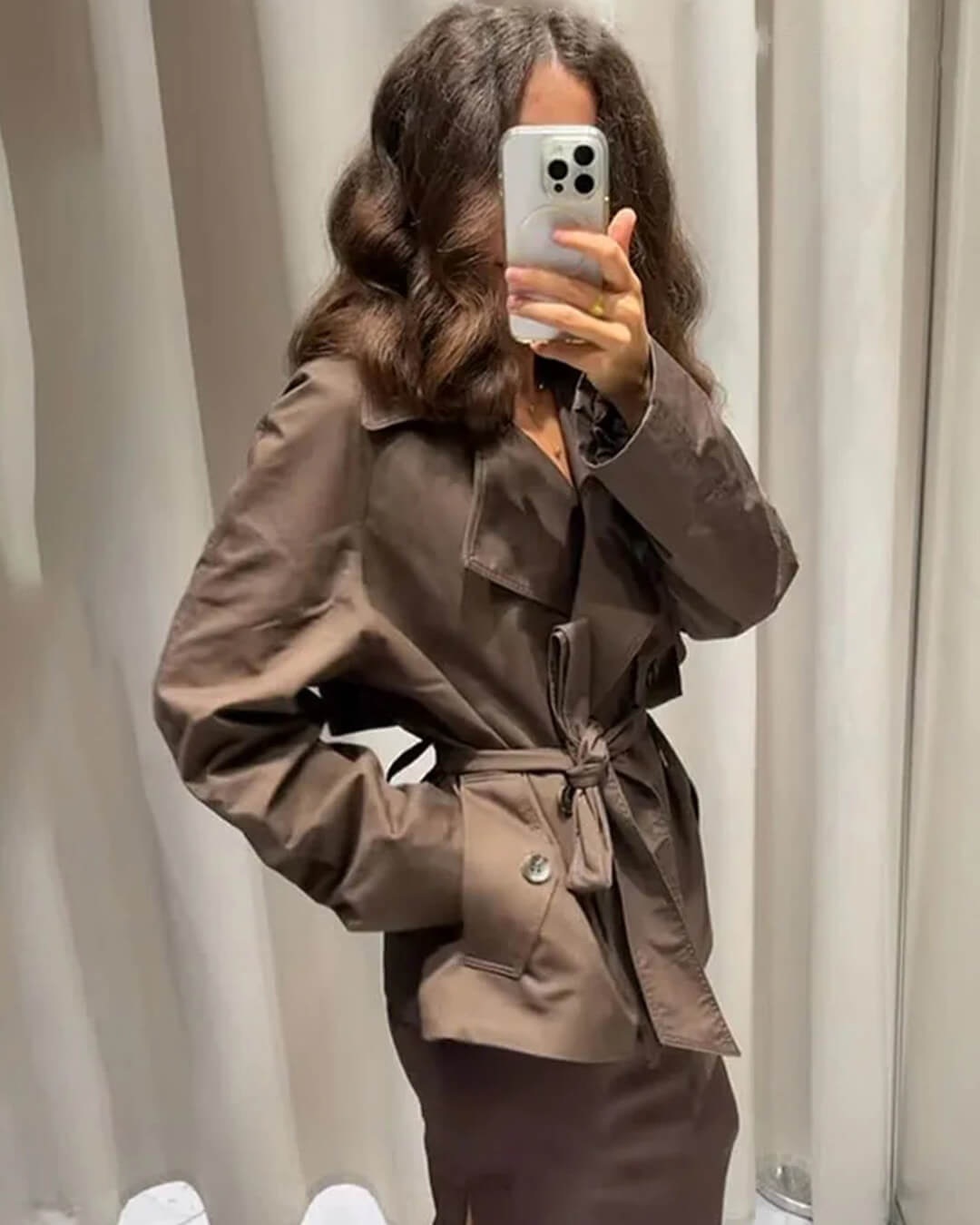 Alianna korte trenchcoat met riem