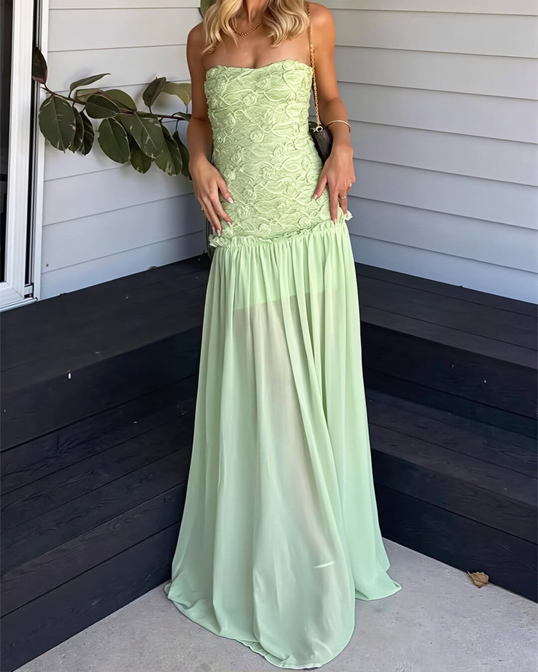 Alice Strapless Floral Lace Maxi Dress