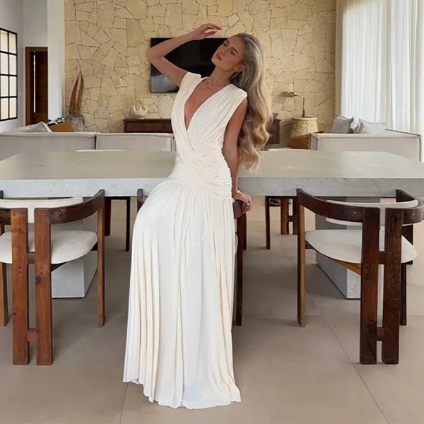 Alicia maxi-jurk met gedrapeerde V-hals