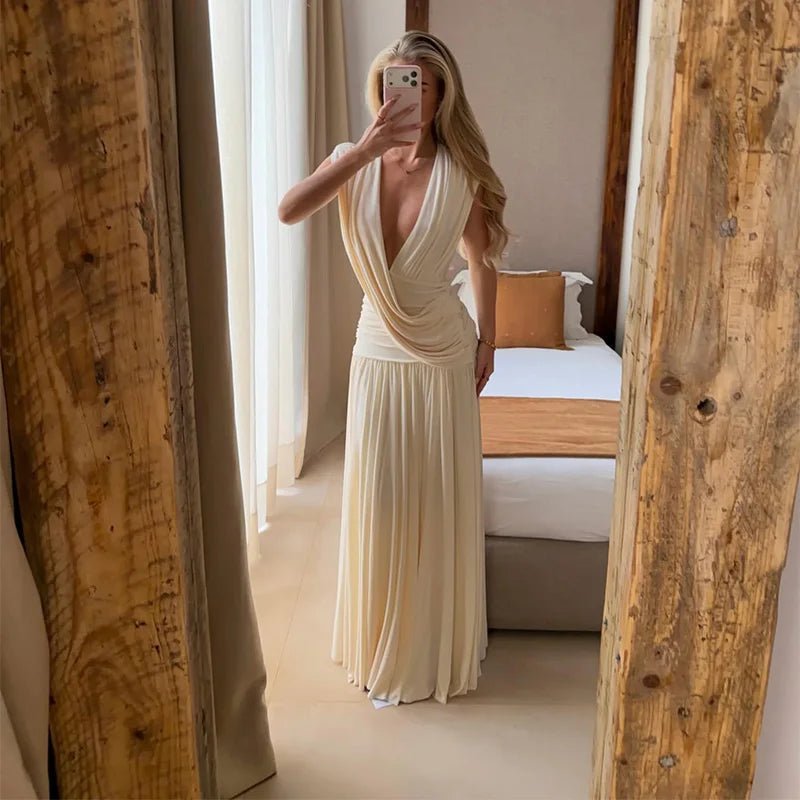 Alicia maxi-jurk met gedrapeerde V-hals