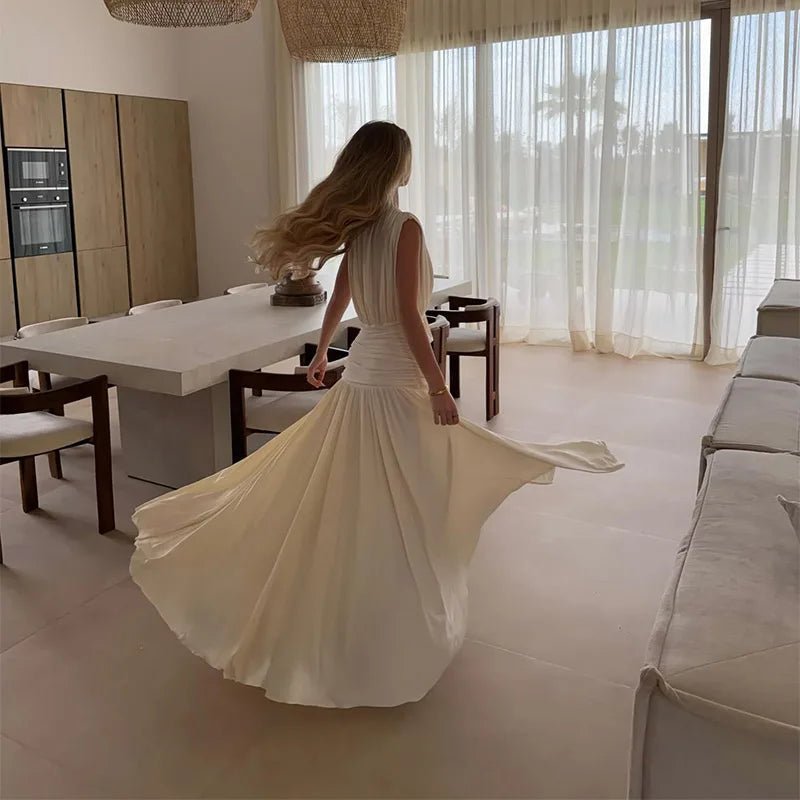 Alicia maxi-jurk met gedrapeerde V-hals