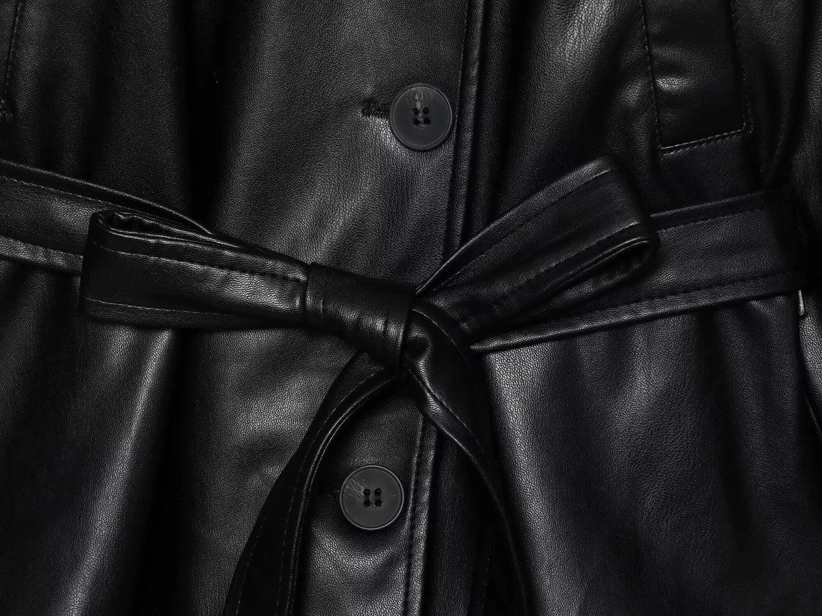 Alma korte trenchcoat van imitatieleer