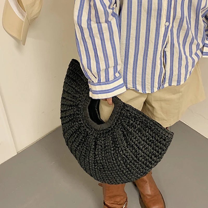 Bianca Half-Moon Rattan Tote Bag