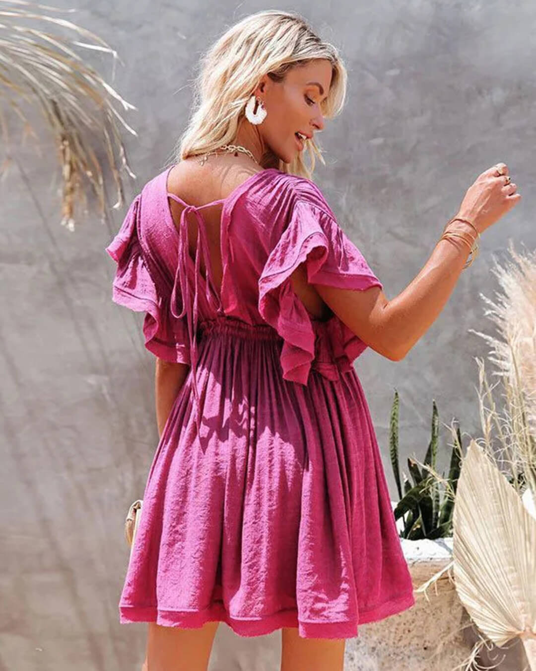 Anabelle boho-minijurk in babydollstijl