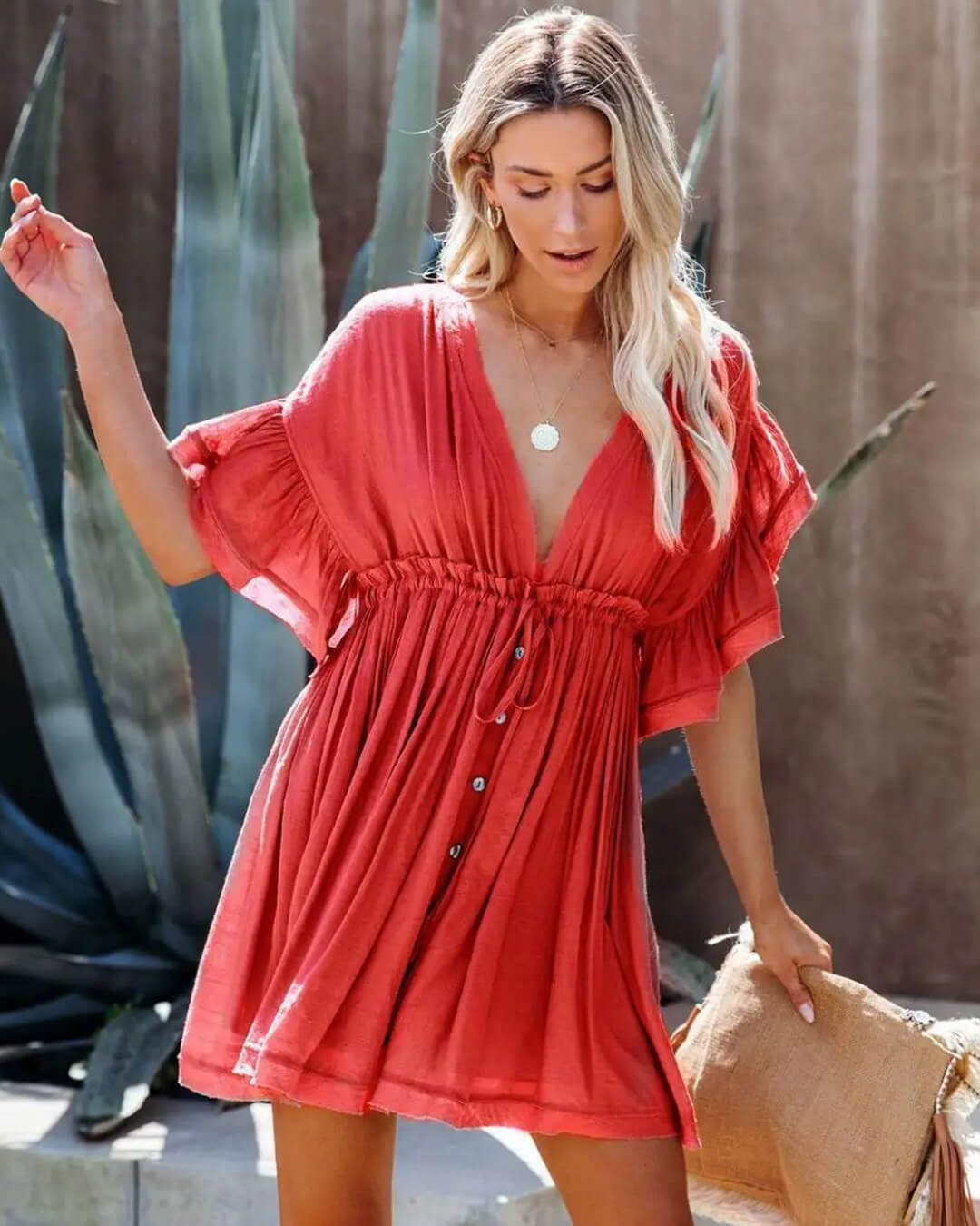Anabelle boho-minijurk in babydollstijl