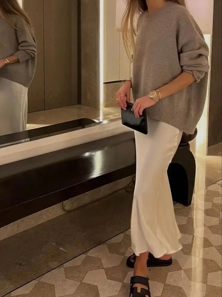 Anais zwarte satijnen midirok met hoge taille