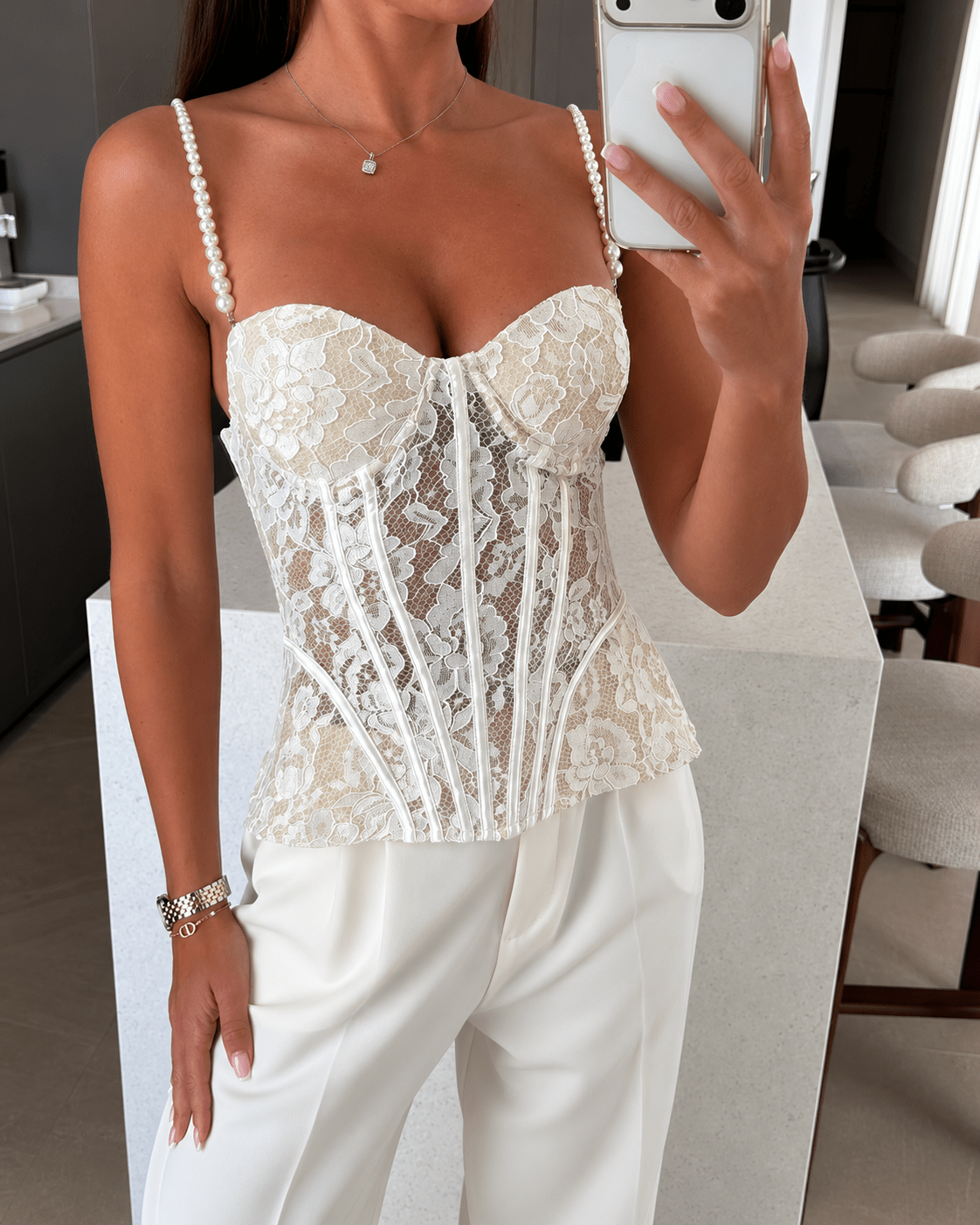 Aneyla kanten transparante bustier-camitop