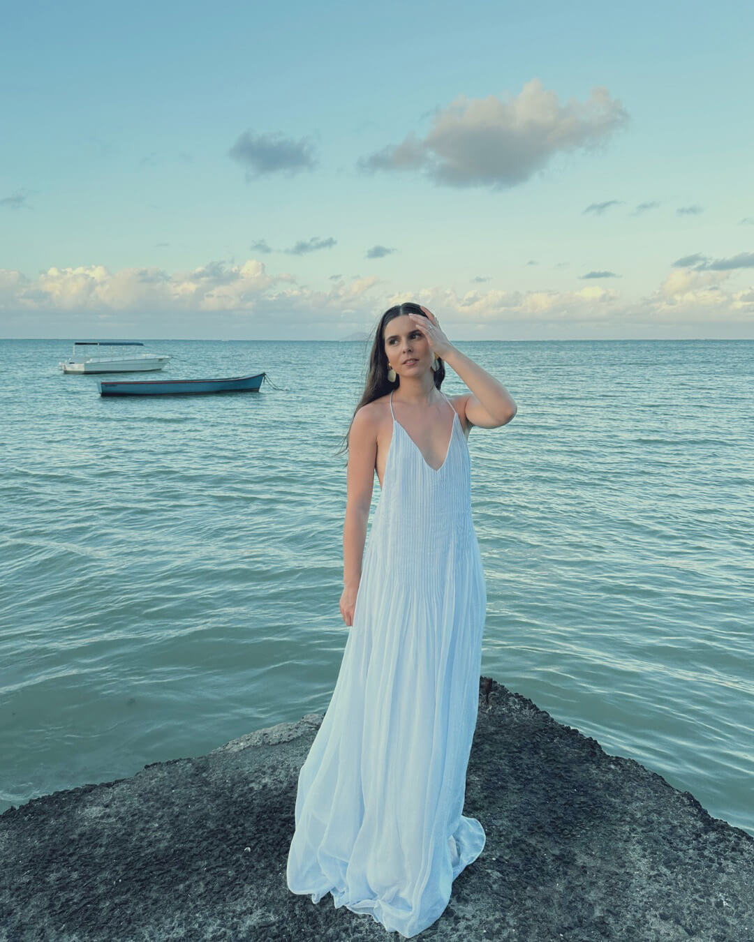 Anna maxi-jurk met open rug