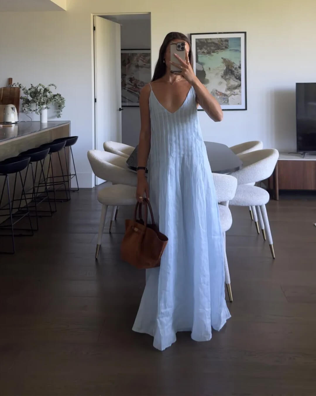 Anna maxi-jurk met open rug