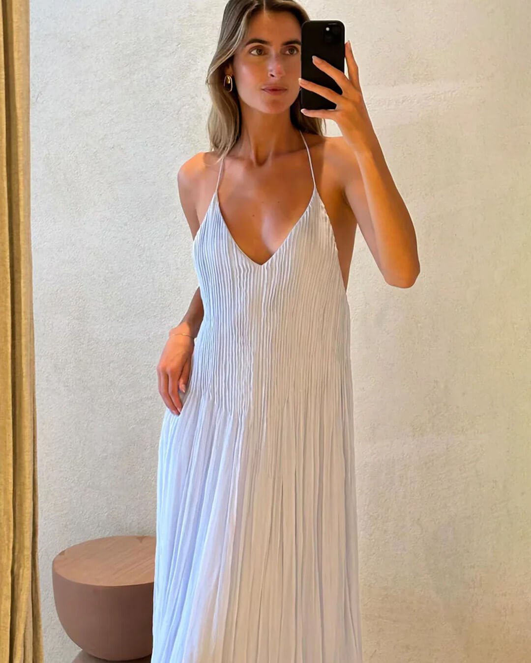 Anna maxi-jurk met open rug