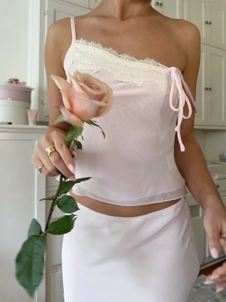 Anne set met camisole en rok met kanten panelen