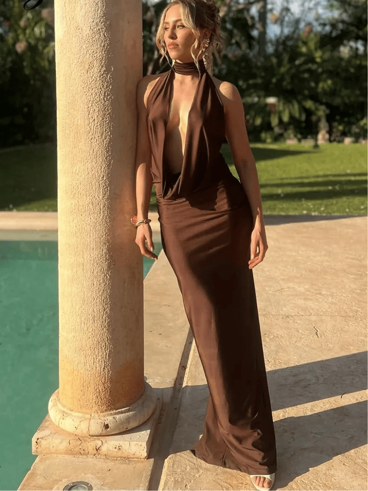 Annie Sleeveless Backless Slit Maxi Dress