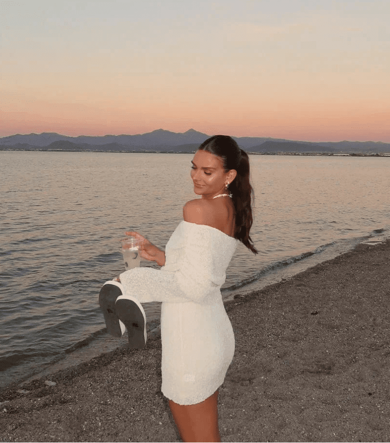 Annika gebreide bodycon-minijurk met blote schouders