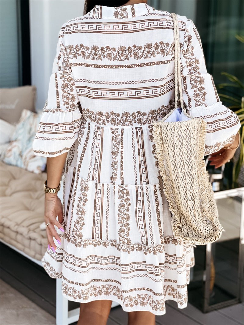 Anouk boho-minijurk met ruches en strepen