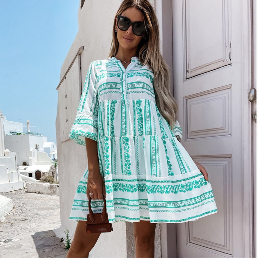 Anouk boho-minijurk met ruches en strepen