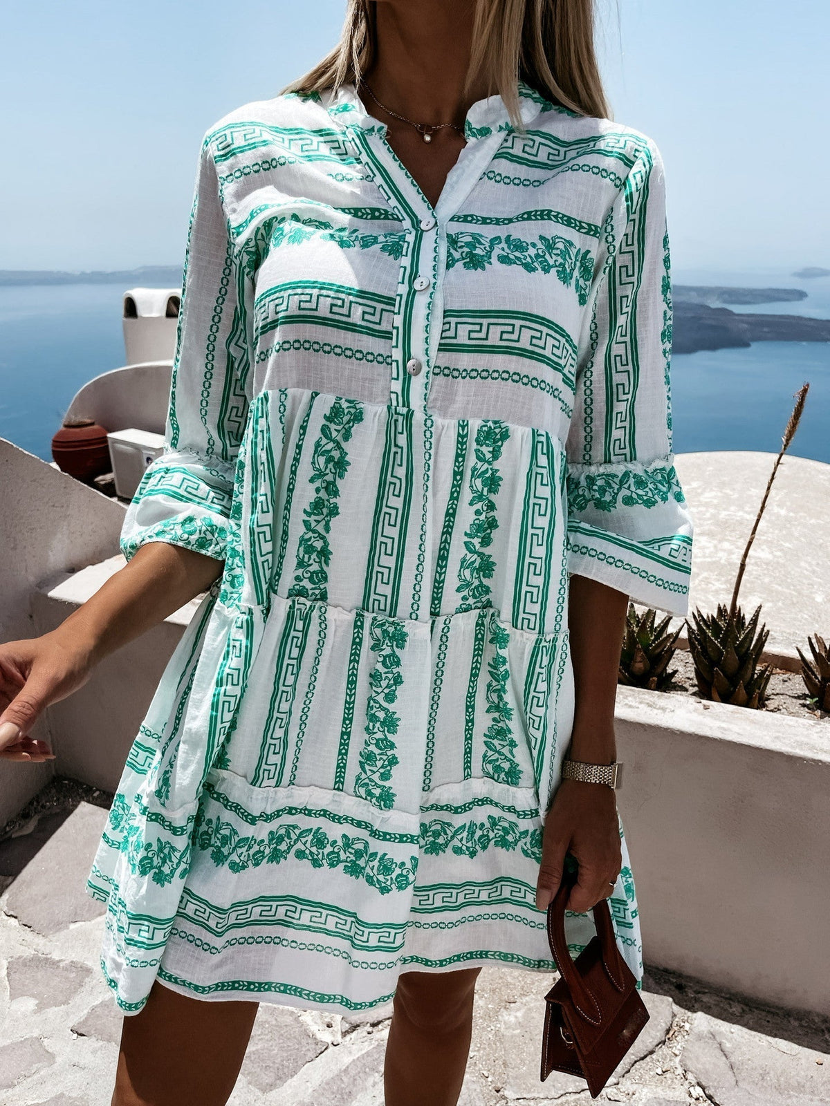 Anouk boho-minijurk met ruches en strepen