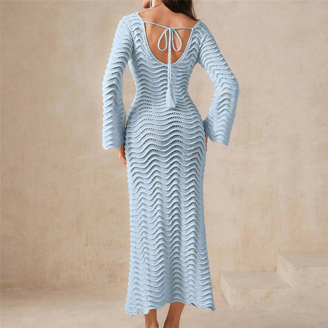 Arabella gebreide maxi-jurk met vetersluiting