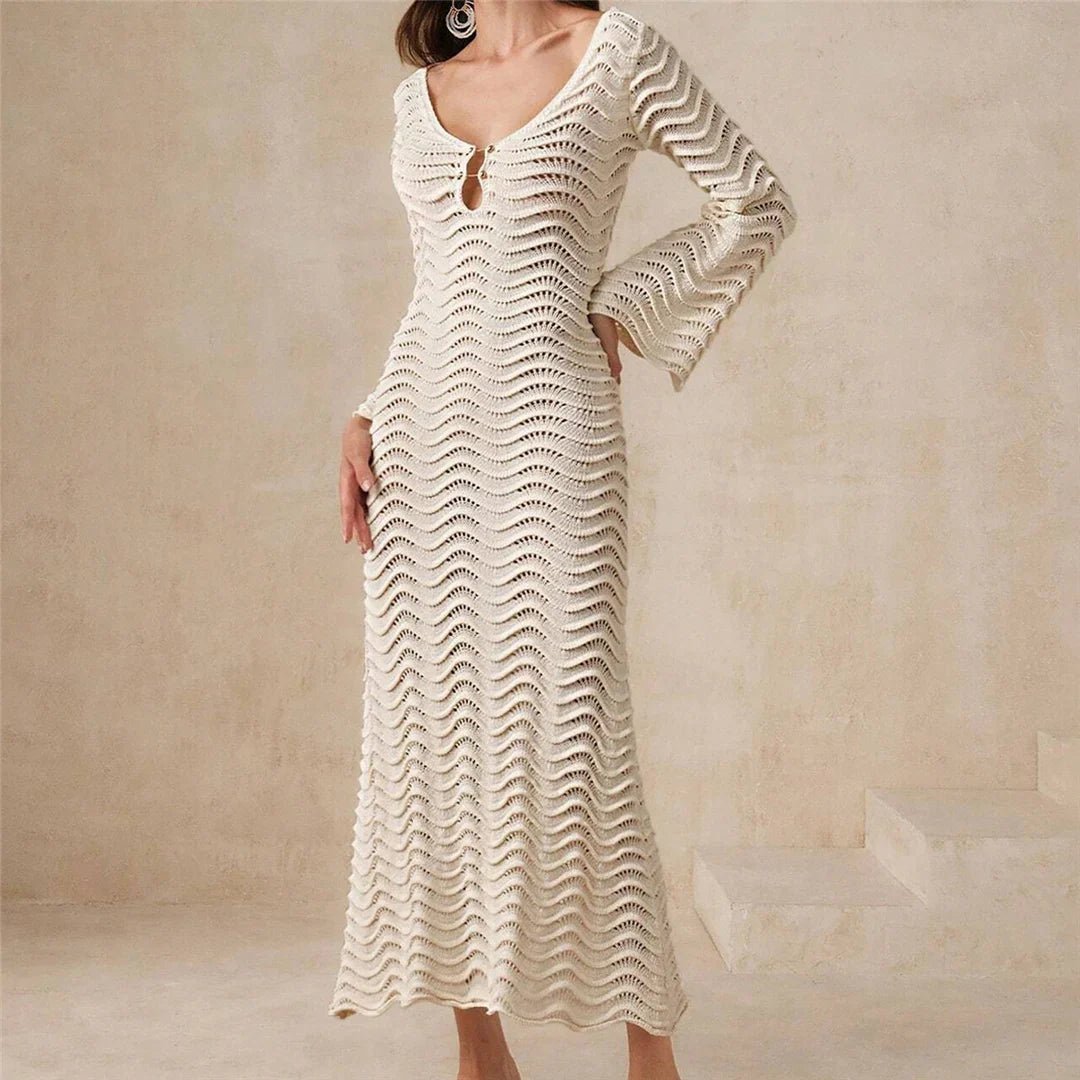 Arabella gebreide maxi-jurk met vetersluiting