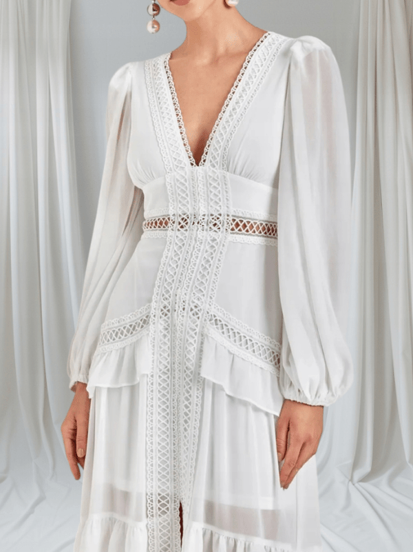 Aryna maxi-jurk van chiffon met ruches