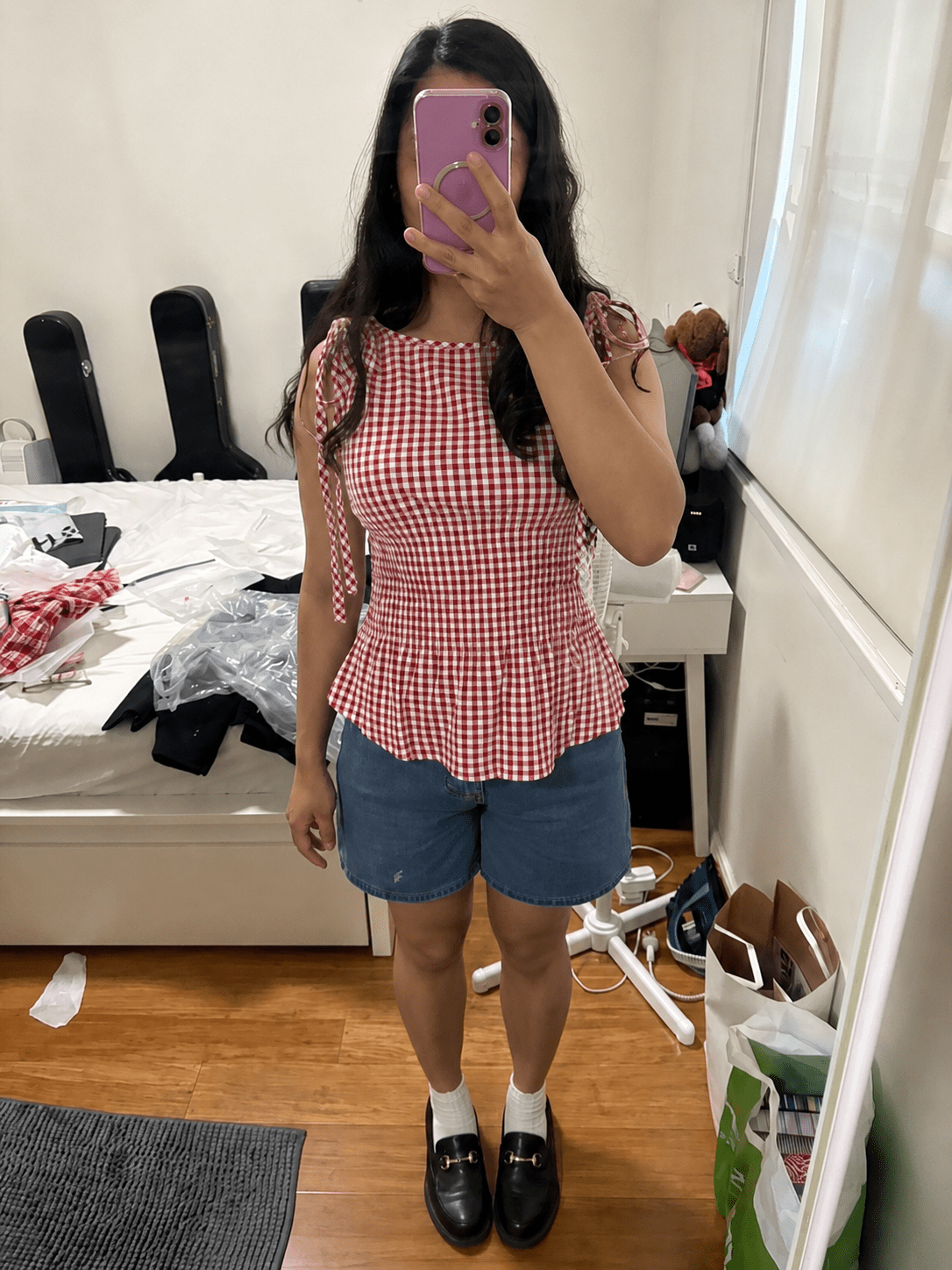 Audrey vintage blouse met ginghamruit