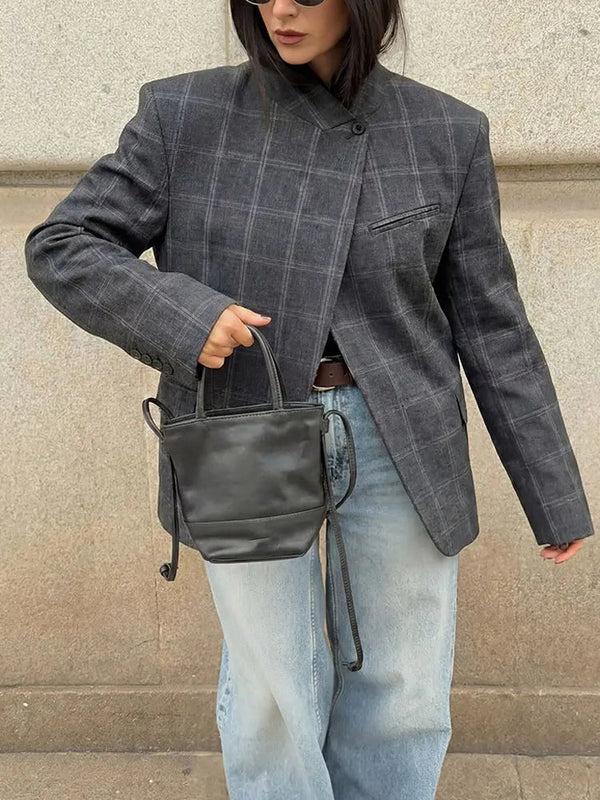 Aurelia geruite blazer met opstaande kraag