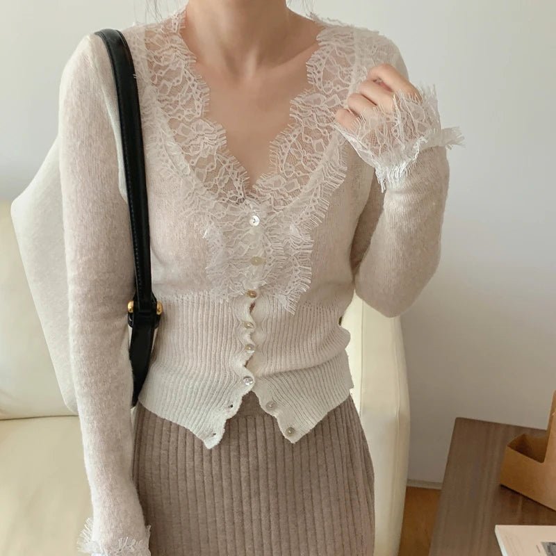 Aurelie gebreid kanten vest