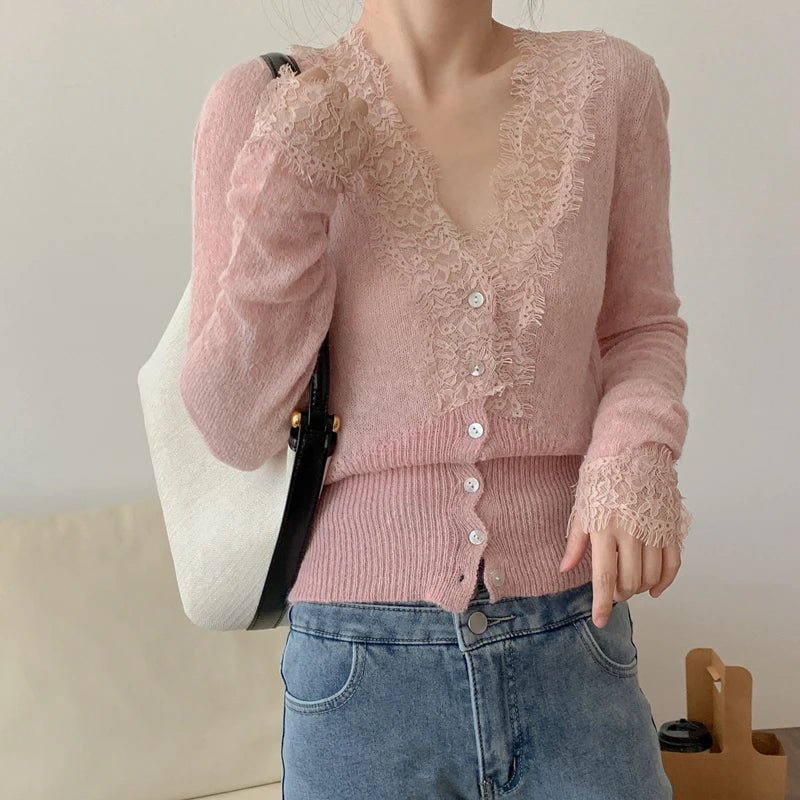 Aurelie gebreid kanten vest