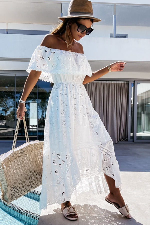 Aurore boho maxi-jurk met blote schouders