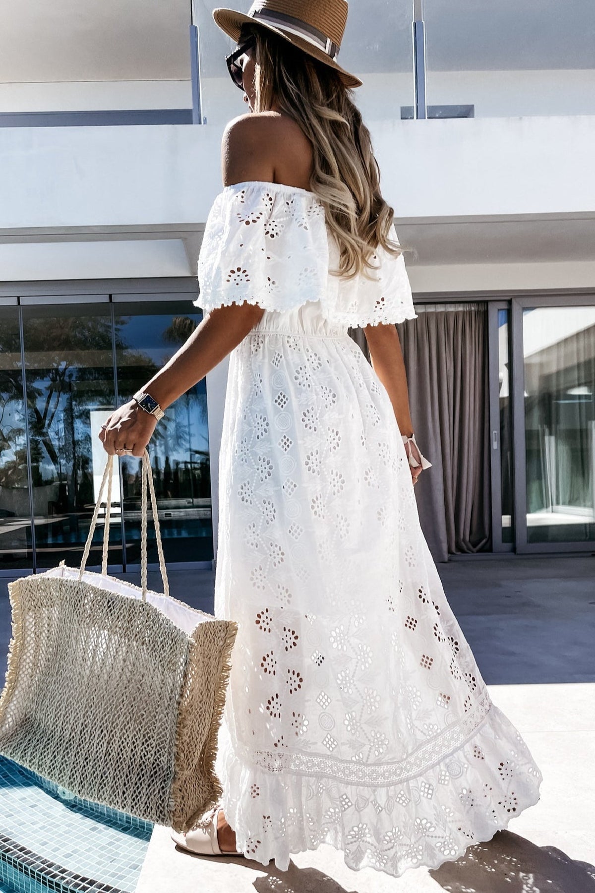 Aurore boho maxi-jurk met blote schouders