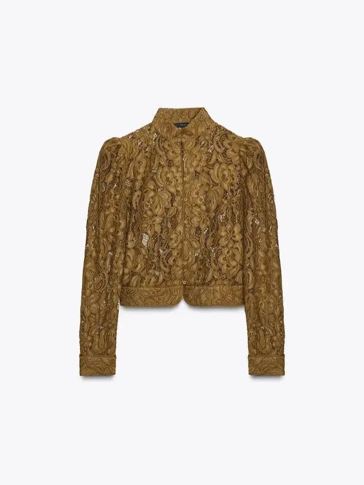 Azzurra blouse van kant met doorschijnend effect