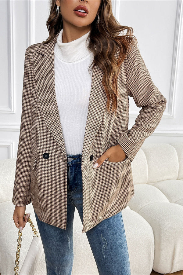 Beatrice vintage blazer met pied-de-poulepatroon