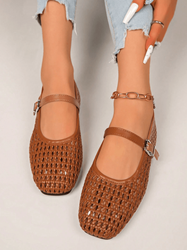 Beatrice gevlochten mesh Mary Janes