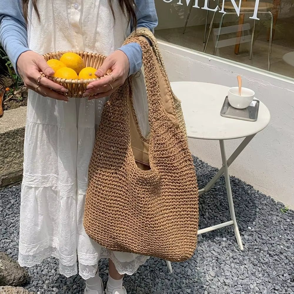 Beatrice gevlochten draagtas van rotan