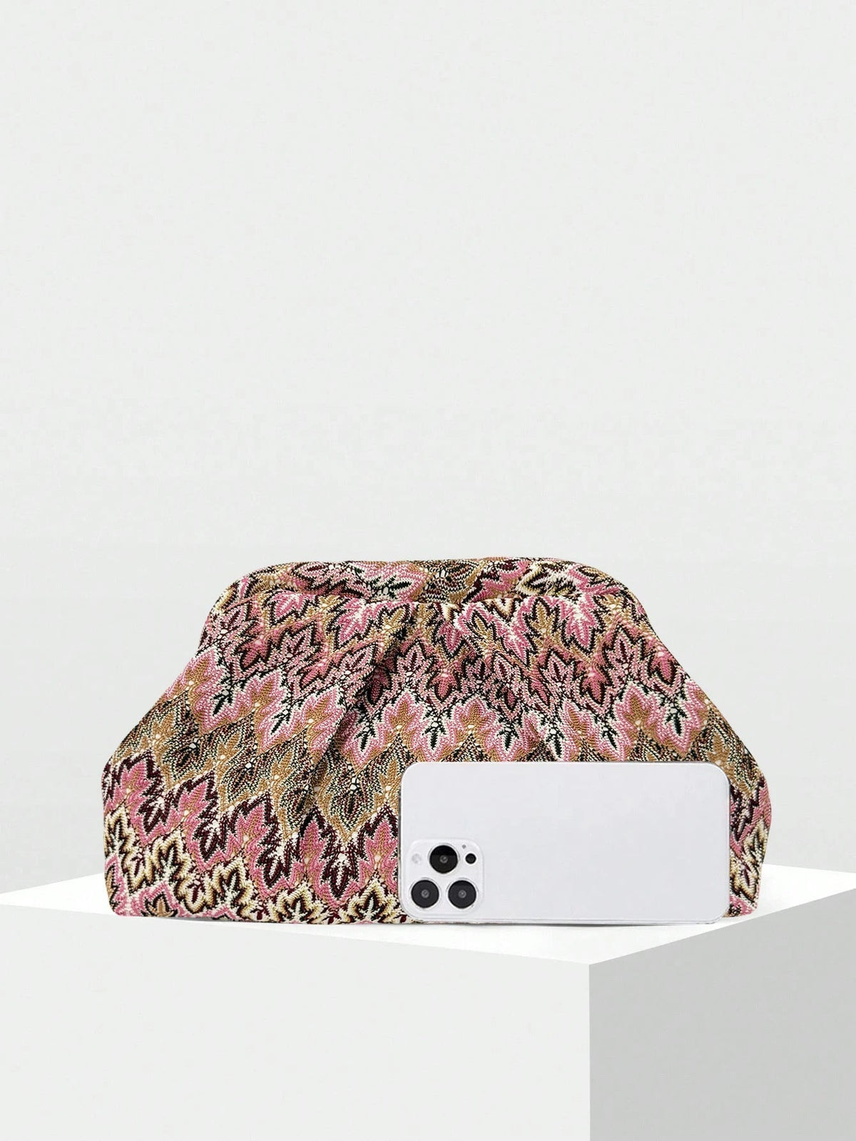 Beatriz geplooide jacquardclutch