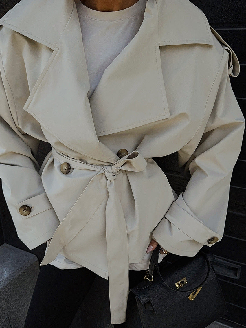 Hollis korte trenchcoat met ceintuur