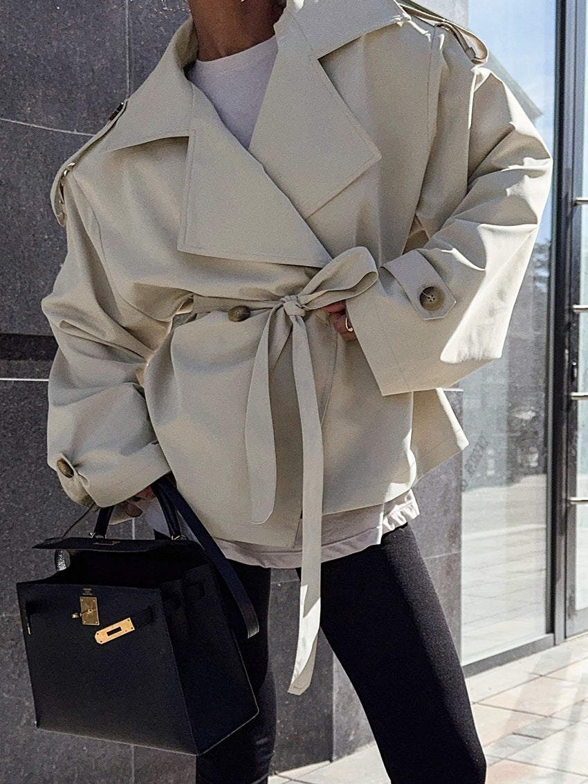 Hollis korte trenchcoat met ceintuur