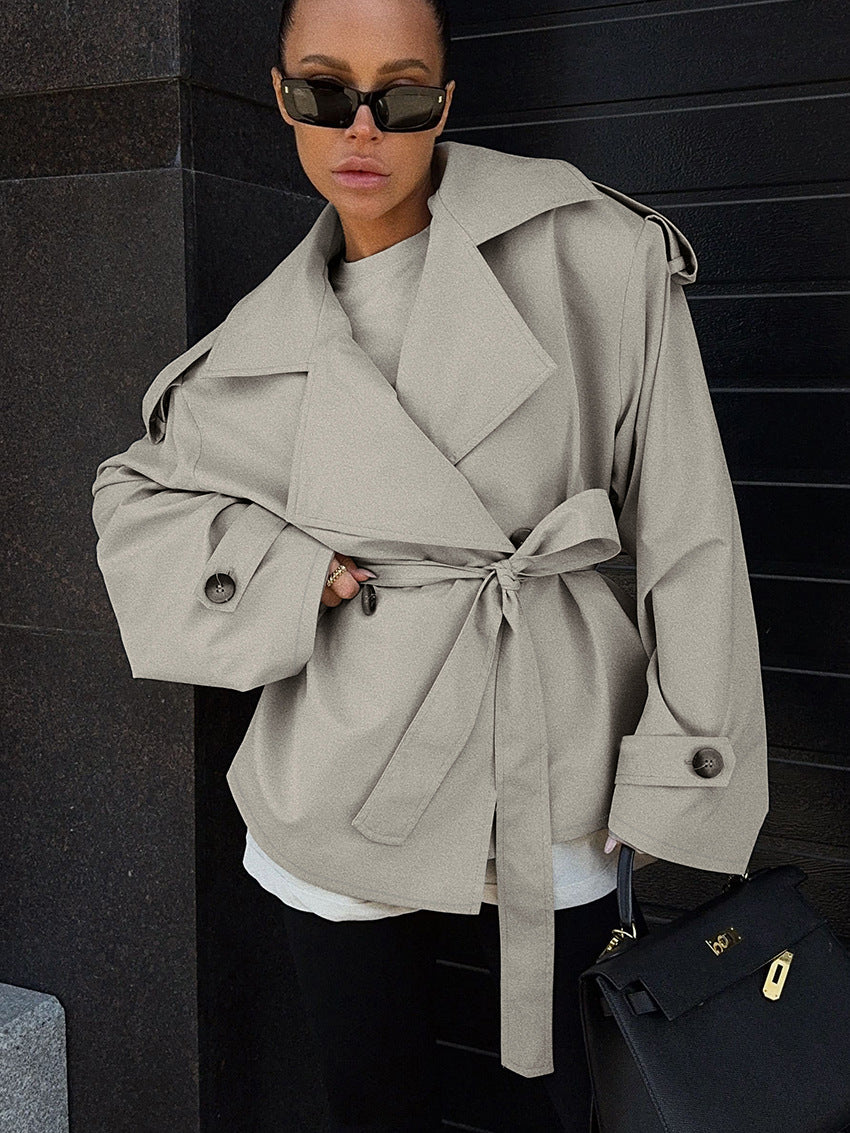 Hollis korte trenchcoat met ceintuur