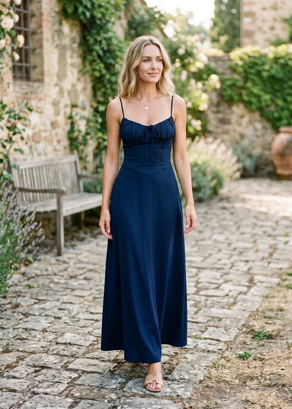 Bianca Maxi-jurk met gerimpelde taille